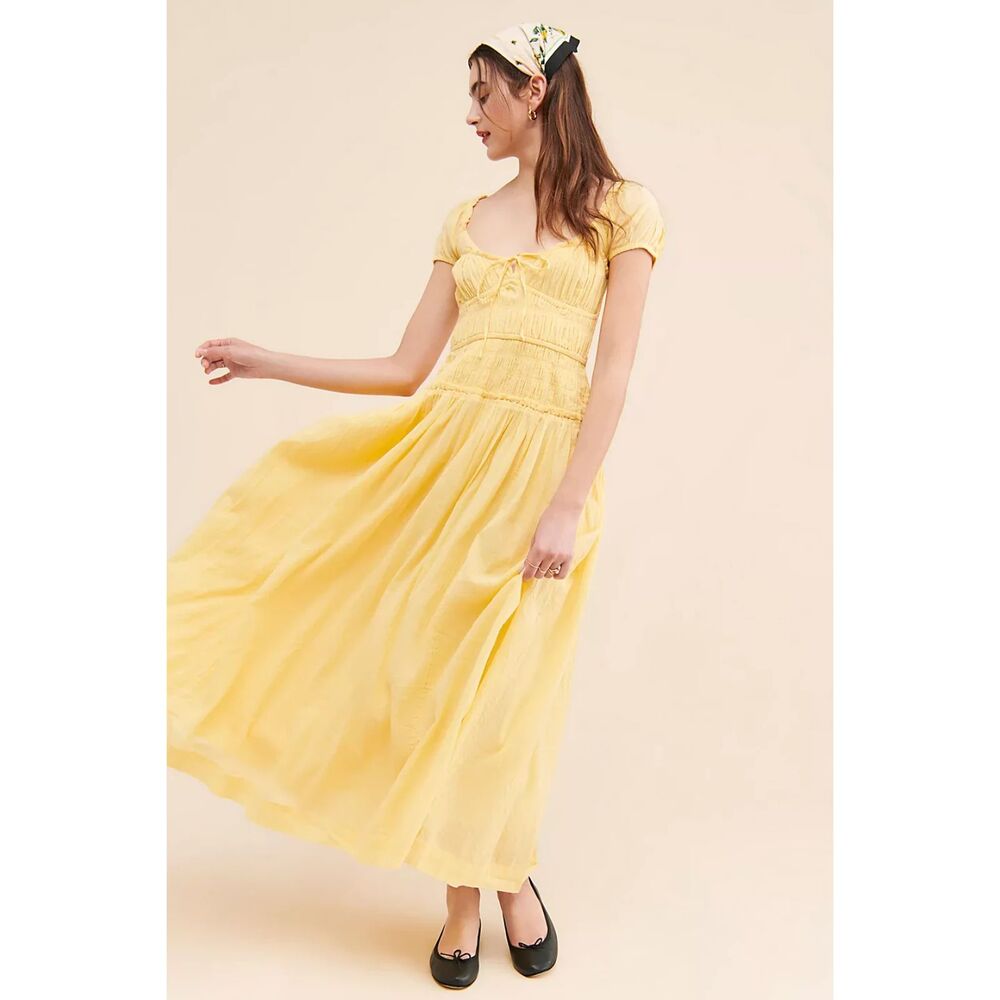 Free People Feeling Bonita Midi Dress NWT New butter yellow size large